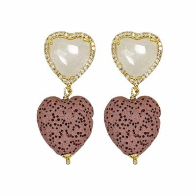 Серьги из лавы Сердце, розовый
