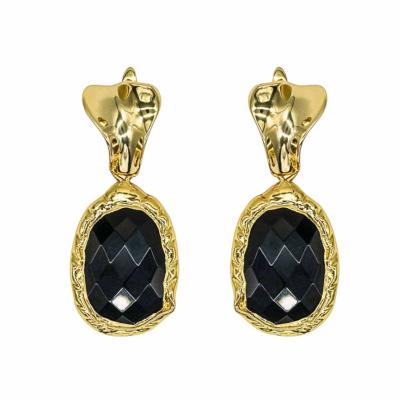 Серьги из черного агата