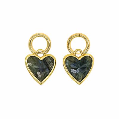 Серьги Конго Лабрадорит сердце