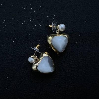 Серьги Урсула жемчуг и кошачий глаз