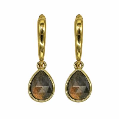 Серьги из лабрадорита Капля, золотистык