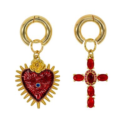 Серьги Конго Сердце и крест