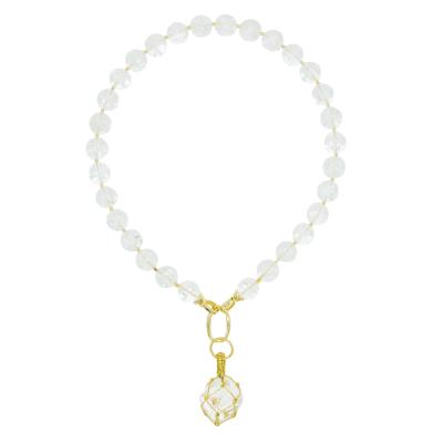 Колье Кварц в сетке, позолота