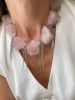 Колье из розового кварца с цепями