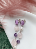 Серьги Шипы розовый кварц