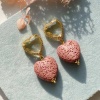 Серьги из лавы Сердце, розовый