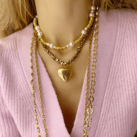 Колье гематит Gold Heart