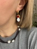 Серьги Винтажные красные кристаллы с жемчугом