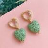 Серьги из лавы Сердце, зеленый