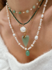 Цепочка с Сердцем, халцедон зеленый