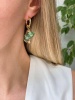 Серьги Конго Зеленая ракушка и розовая жемчужина