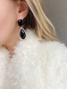 Серьги крупные Черные из нефрита